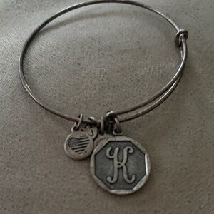 Alex and Ani Silver Charm Bracelet. Initial K need a cleaning